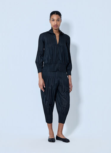 Pleats Please Issey Miyake Pleated Cropped Trousers Black plp0264003