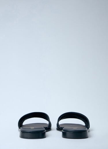 Prada Leather Slides With Crochet Details Black pra0264043