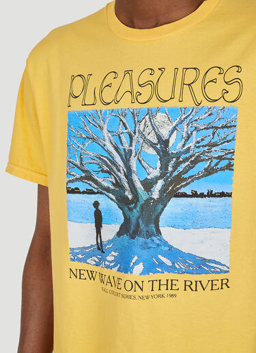 Pleasures River Pigment Dye T-shirt Yellow pls0147012