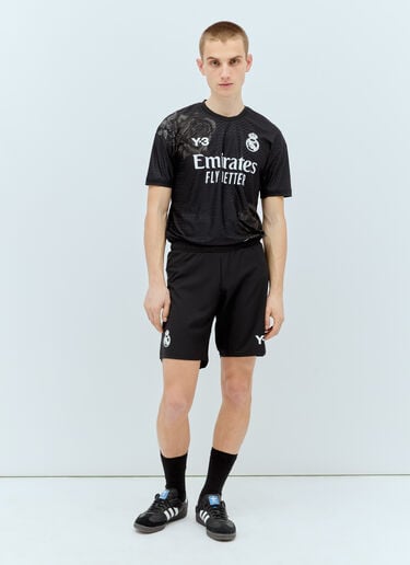 Y-3 x Real Madrid 徽标印花抽绳短裤 黑色 rma0156005