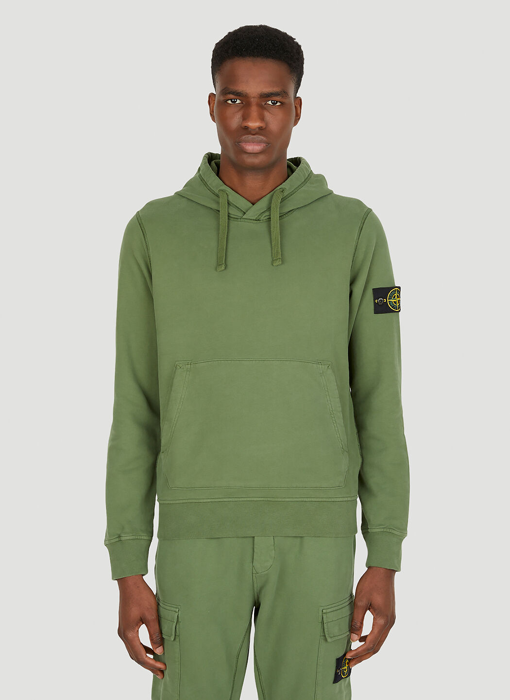 Mens green top hooded sweatshirt