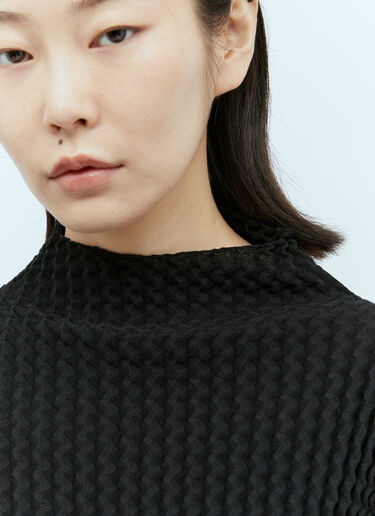 Issey Miyake 스펀지 BK/WT-28 긴팔 탑 블랙 ism0255005