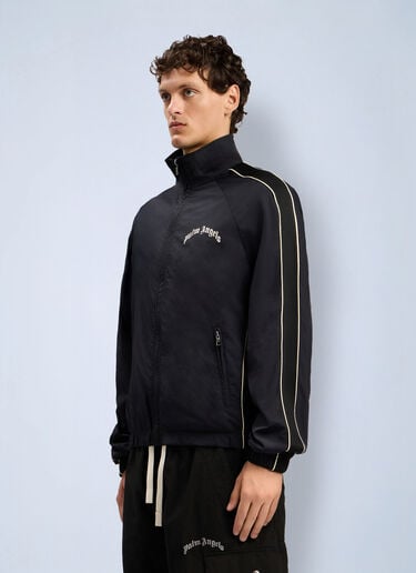 LN-CC® - Palm Angels: Curved Logo Vintage Track Windbreaker - Black Palm Angels Curved Logo Vintage Track Windbreaker Black pma0164034