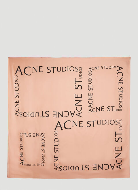 GANNI Logo Print Sqaure Scarf Pink gan0251071