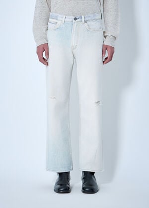 Our Legacy Distressed Straight-Leg Denim Jeans White our0164071