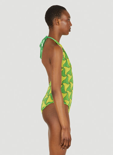 Bottega Veneta Ghost Print Crinkled Swimsuit Green bov0247026