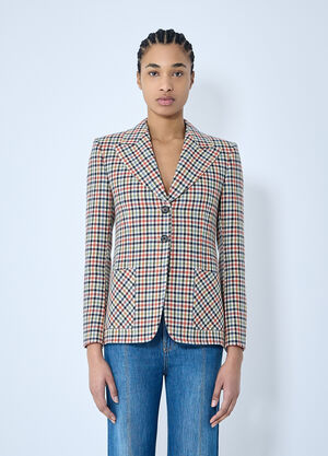 Chloé Tailored Check Wool Blazer Beige chl0259043