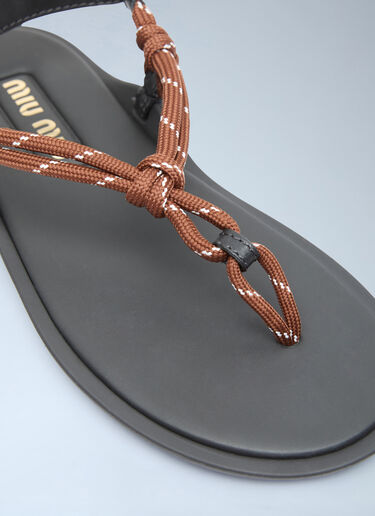 Miu Miu Riviere Cord And Leather Sandals Brown miu0256048