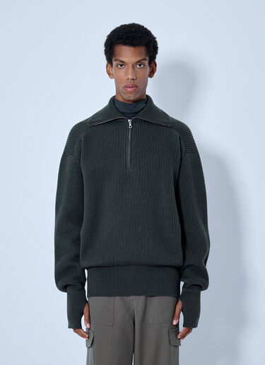LN-CC® - RIER: Ribbed High Neck Sweatshirt - Green RIER Ribbed High Neck Sweatshirt Green rrr0165005