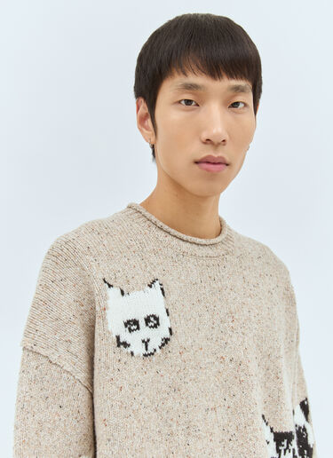 Acne Studios Cat Jacquard Sweater Beige acn0158007