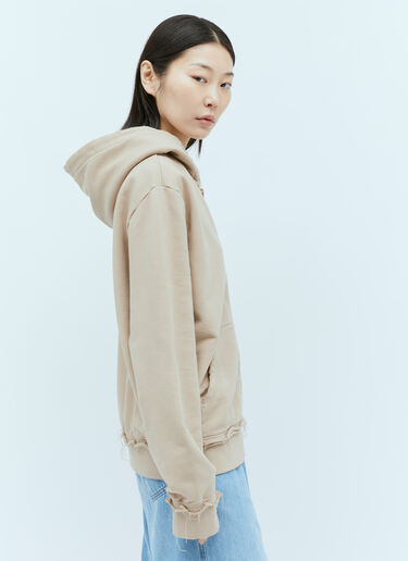 Miu Miu Distressed Hooded Sweatshirt Beige miu0355002