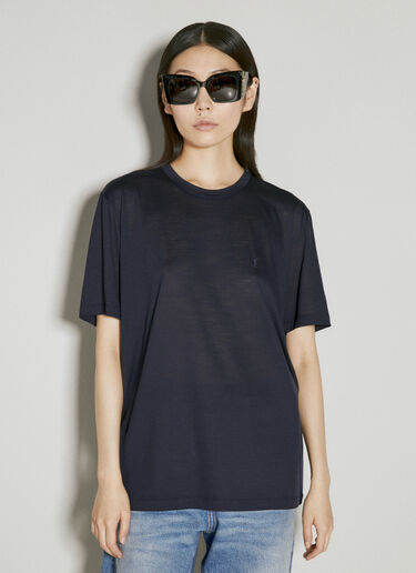 Saint Laurent Cassandre T-Shirt Blue sla0254016