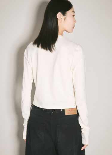 Prada Logo Print Long-Sleeve T-Shirt White pra0258007