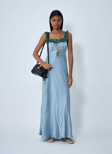 Silk Satin And Lace Maxi Dress Chloé Silk Satin And Lace Maxi Dress Blue chl0262004