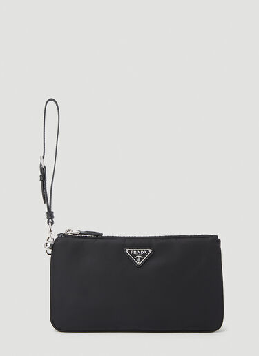 Prada Logo Plaque Clutch Bag Black pra0254043