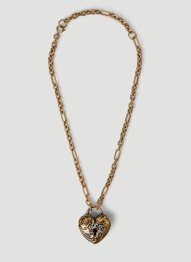 Acne Studios Embellished Heart Necklace Gold acn0248056