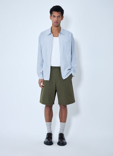 Prada Elastic Waist Cotton Shorts Green pra0163007