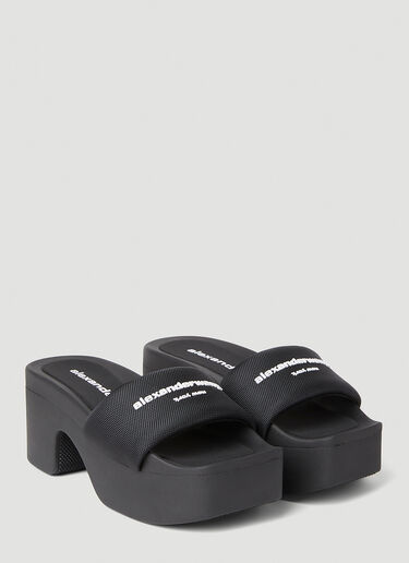 Alexander Wang Logo Motif Platform Slides Black awg0251051