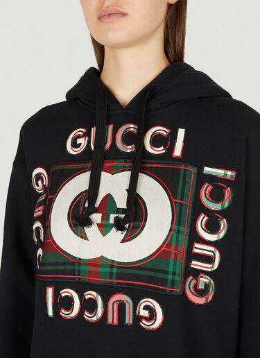Gucci Logo Embroidery Hooded Sweatshirt Black guc0251060