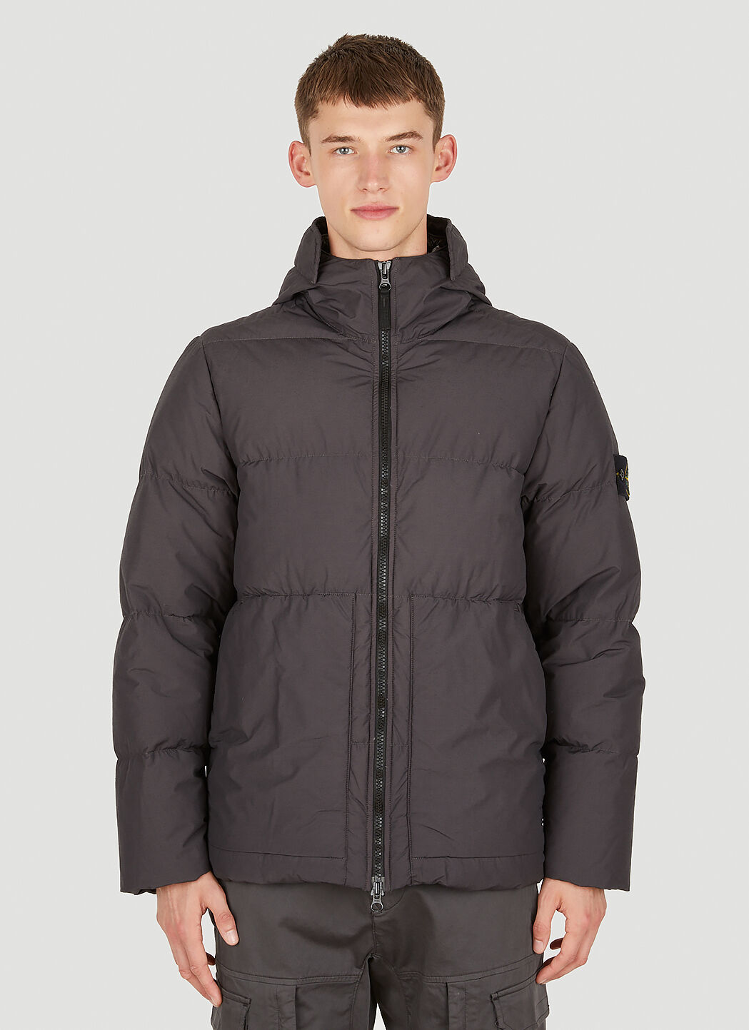 Stone Island Split Hooded Puffer Jacket in Black LN CC