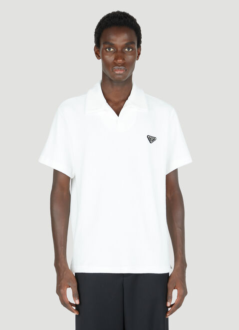 Versace Terry-Cloth Logo Patch Polo Shirt Black ver0154006