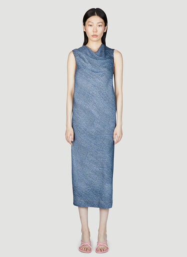 Denim Print Midi Dress Bottega Veneta Denim Print Midi Dress Blue bov0255008