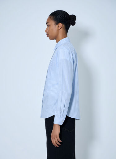 LN-CC® - Saint Laurent: Striped Cotton Poplin Shirt - Light Blue Saint Laurent Striped Cotton Poplin Shirt Light Blue sla0263026