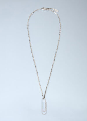 Off-White Paperclip Strass Necklace Grey ofw0264418