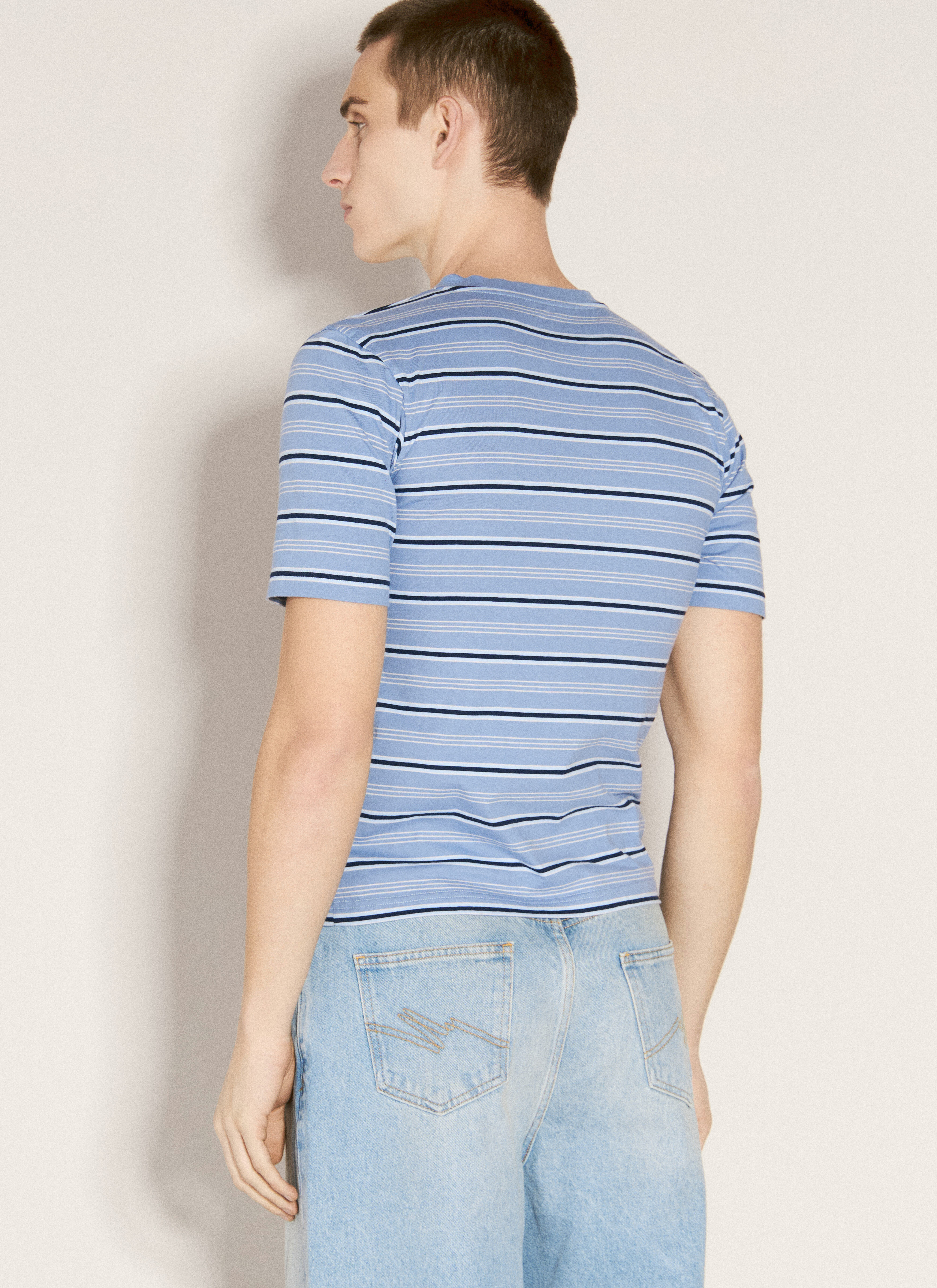 Martine Rose Men's' Shrunken V-Neck T-Shirt in Blue | LN-CC®