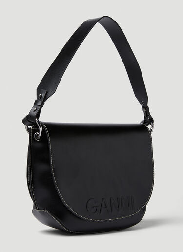 GANNI Banner Saddle Shoulder Bag Black gan0249048