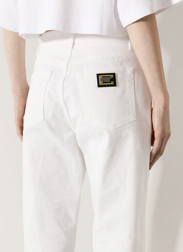Dolce & Gabbana 破洞五袋式牛仔裤 白色 dol0255007