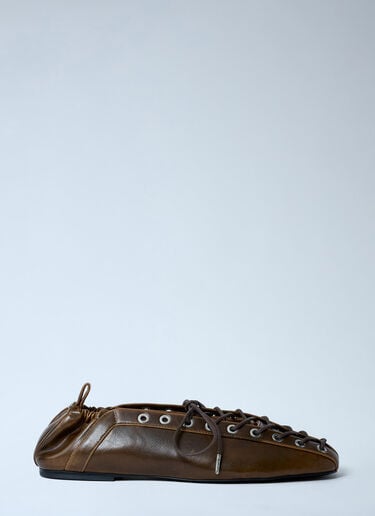 Lace-Up Ballerina Flats GANNI Lace-Up Ballerina Flats Olive gan0262015