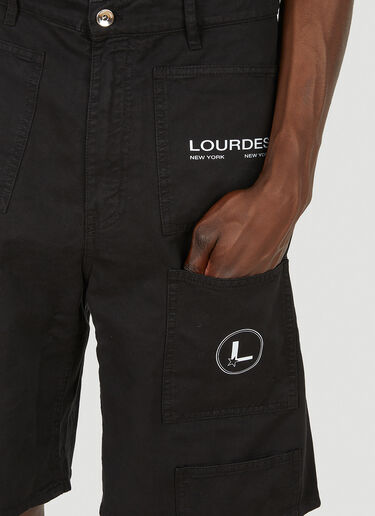 Lourdes 徽标印花工装短裤 黑色 lou0149001