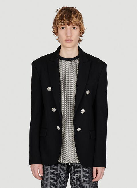 Balmain Flannel 6 Button Jacket Black bln0154001