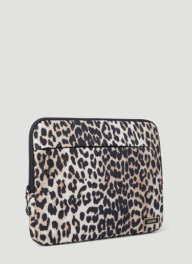 GANNI Leopard Print Laptop Case Brown gan0253063