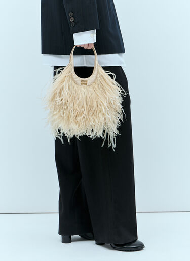 Miu Miu Feather Satin Handbag Beige miu0255030