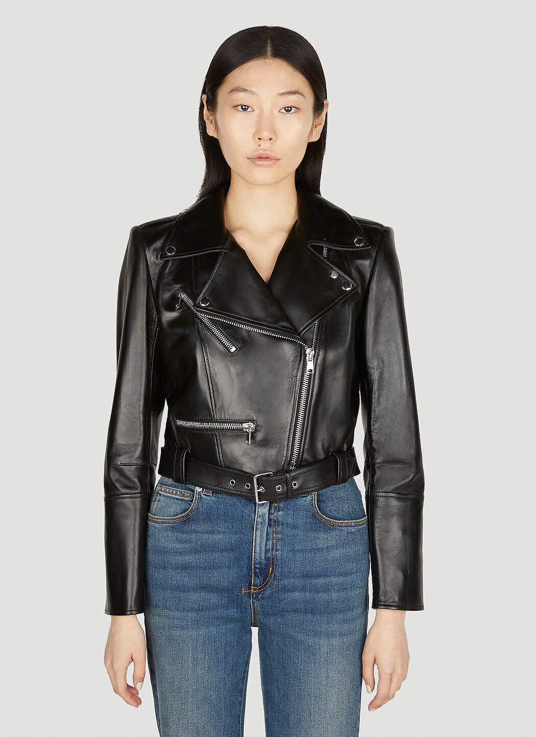 Alexander mcqueen leather biker jacket top