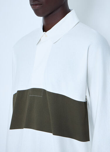 Panelled Long Sleeve Polo Shirt Margaret Howell Panelled Long Sleeve Polo Shirt White mhl0164006