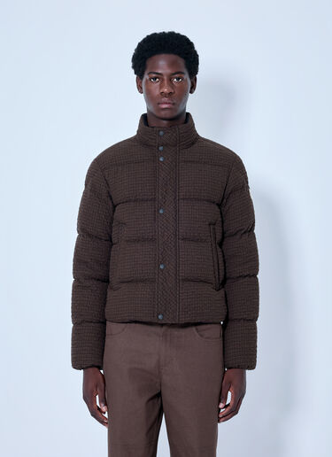 Moncler Oronte Cotton Flannel Short Down Jacket Brown mon0166027