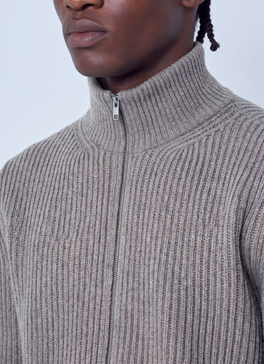 LN-CC® - MM6 Maison Margiela: Ribbed Zip-Up Sweater - Beige MM6 Maison Margiela Ribbed Zip-Up Sweater Beige mmm0165002