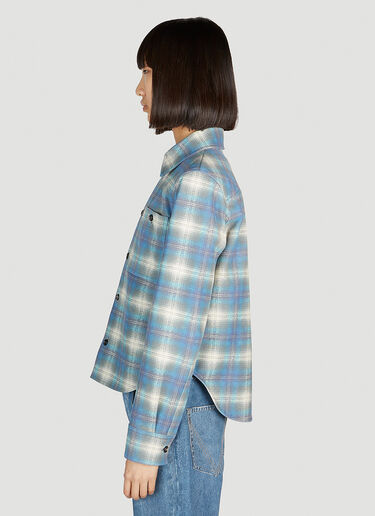 Bottega Veneta Flannel Print Leather Shirt Blue bov0252067