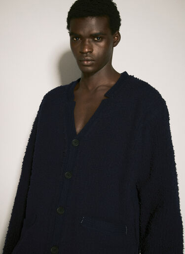 Textured Knit Cardigan Yohji Yamamoto Textured Knit Cardigan Navy yoy0158008