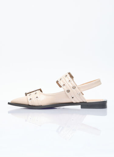 GANNI 여성스러운 버클 발레리나 플랫 슈즈 베이지 gan0255092