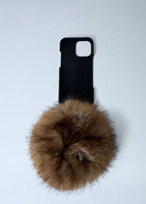 Balenciaga Tech Phone Case With Faux Fur Embellishment Beige bal0262019