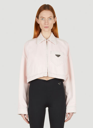 Prada 로고 플라크 재킷 핑크 pra0248019