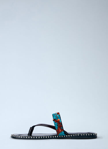 Dries Van Noten 装飾付きウィップステッチレザーサンダル ブルー dvn0263030