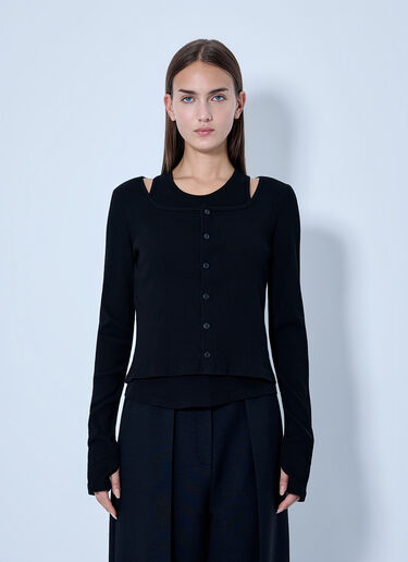 LN-CC® - LIMI Feu: C/ Rib Layered Cardigan T - Black LIMI Feu C/ Rib Layered Cardigan T Black lmf0263004