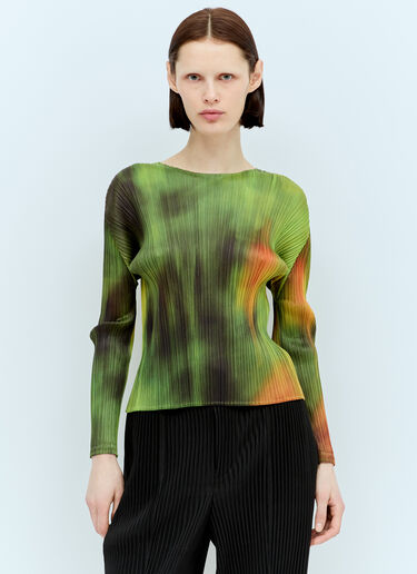 Pleats Please Issey Miyake Turnip & Spinach Long Sleeve Top Green plp0256002