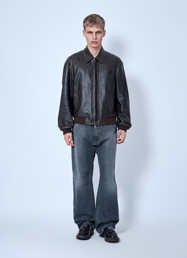 LN-CC® - Prada: Nappa Leather Bomber Jacket - Brown Prada Nappa Leather Bomber Jacket Brown pra0166203