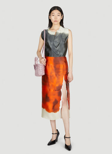 Prada Watercolour Split Skirt Orange pra0252053